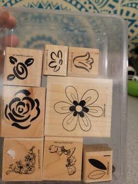 Lot Of Wooden Rubber Stamps 8 Flower Floral Stampin